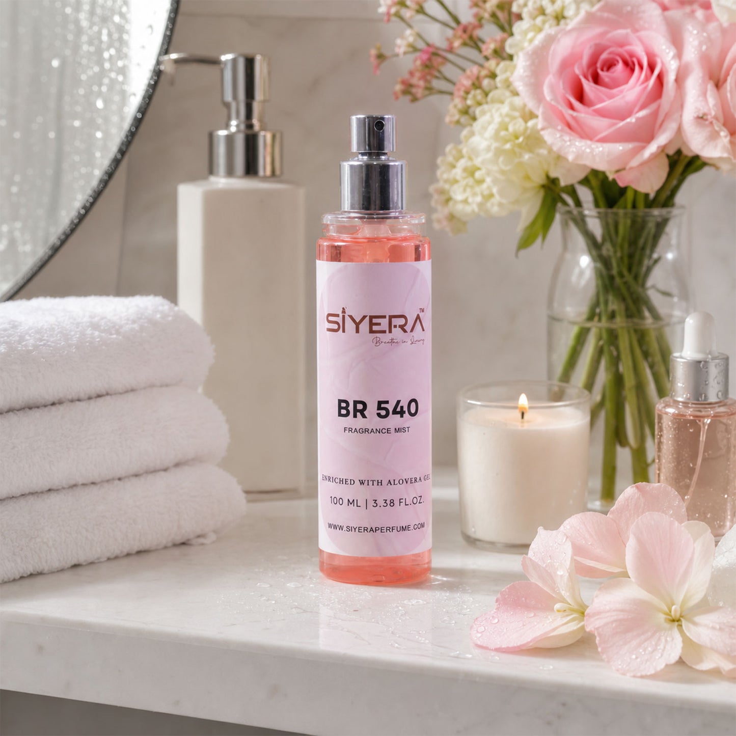 Wukusy fragrance mist body spray with aloe vera gel, 100 ml, featuring a sleek bottle and refreshing floral scent