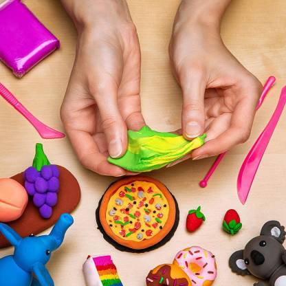 Wukusy 1916 Non-toxic Creative Dough Clay set with 5 colorful packs for kids' arts and crafts, safe and easy to mold.