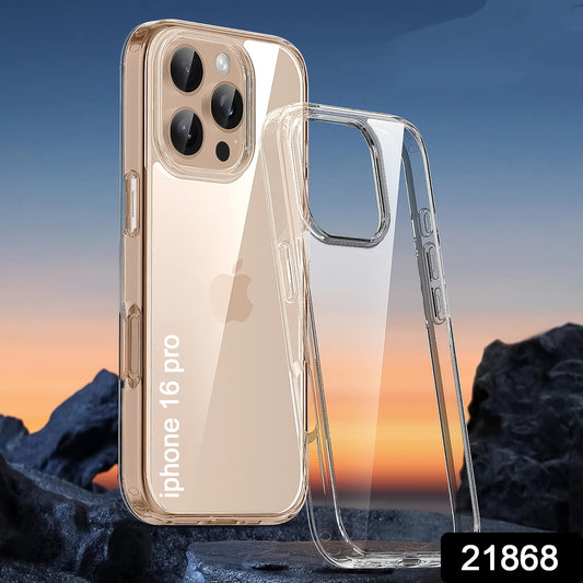 Clear hard case for iPhone 16 Pro by Wukusy, showing a sleek transparent protective cover for mobile accessories.