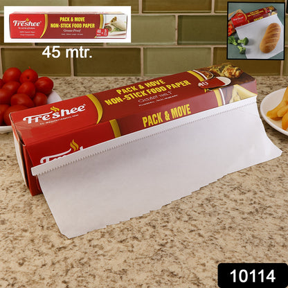 Wukusy Freshee Pack Move non-stick food paper roll, 45 meters total, used for food wrapping and kitchen baking.