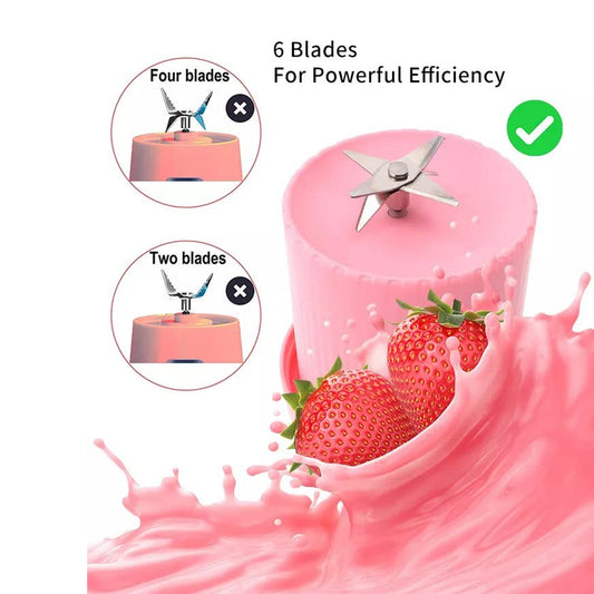 Wukusy 5334a portable blender with six blades, wireless charging, mini size, multicolor, for smoothies, juice, and vegetable shakes
