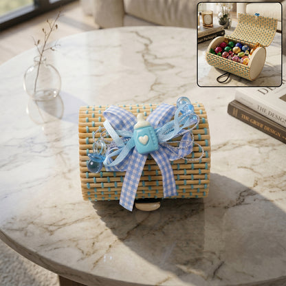Mini bamboo gift box from Wukusy, decorative empty candy and chocolate storage basket with natural bamboo finish