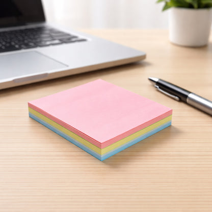 Wukusy sticky note with 100 sheets, 3.3-inch size, featuring bright yellow pages for quick notes and reminders
