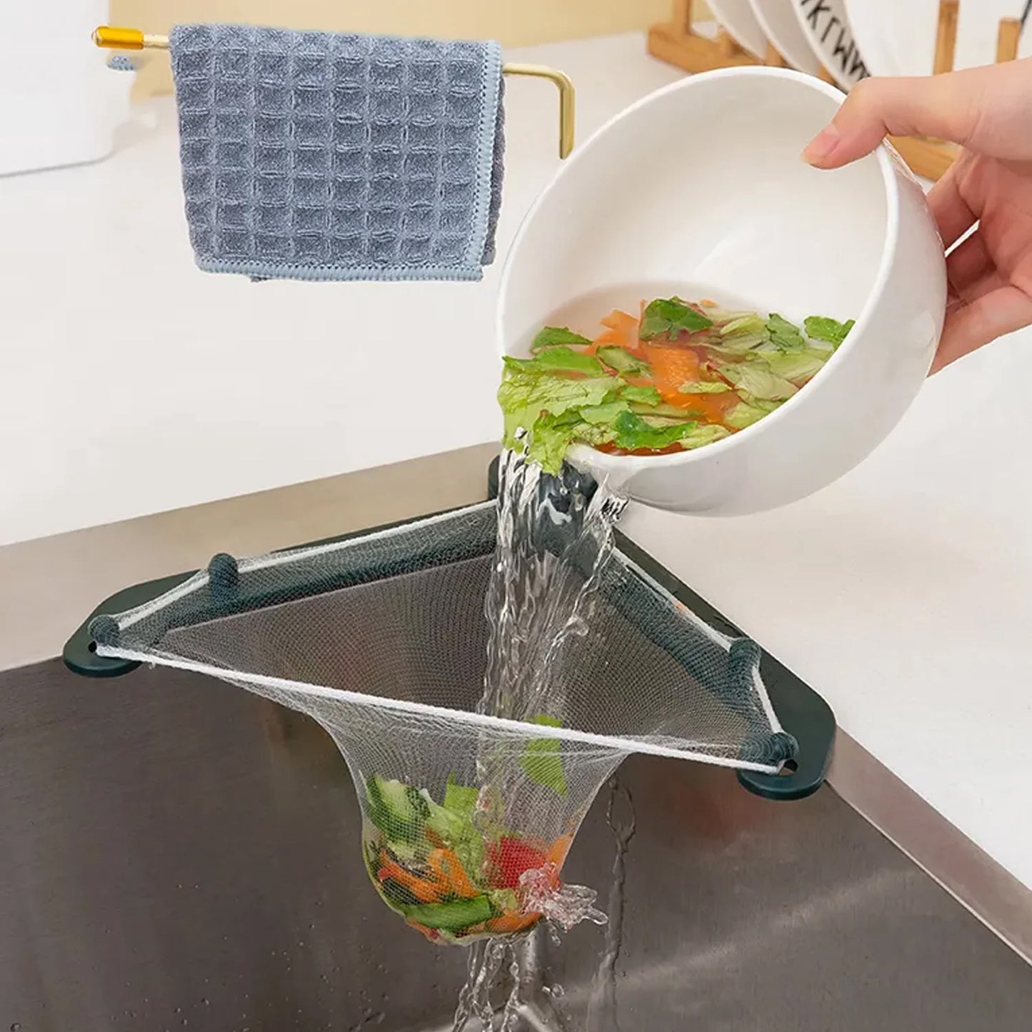 Wukusy kitchen sink filter basket for food residue, hair, and paper scraps, practical sink strainer and drainer in black plastic.