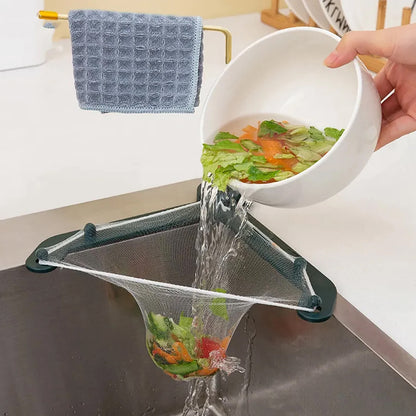 Wukusy kitchen sink filter basket for food residue, hair, and paper scraps, practical sink strainer and drainer in black plastic.