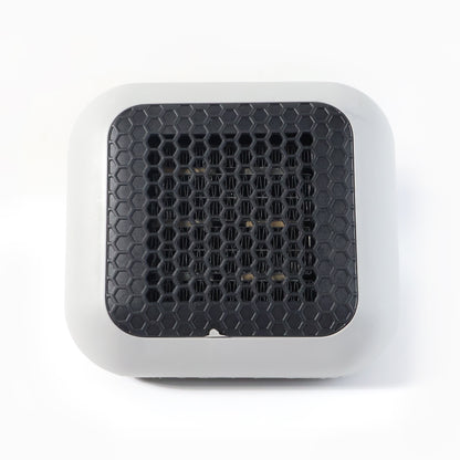 Wukusy 600w wall-mounted plug-in room heater for office use with power converter, shown mounted on a wall.