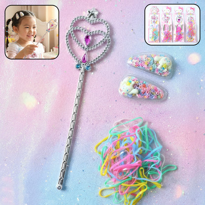 Wukusy Mix Stylish Hair Accessories Kit featuring colorful hair clips, headbands, and hair ties arranged on a white background.