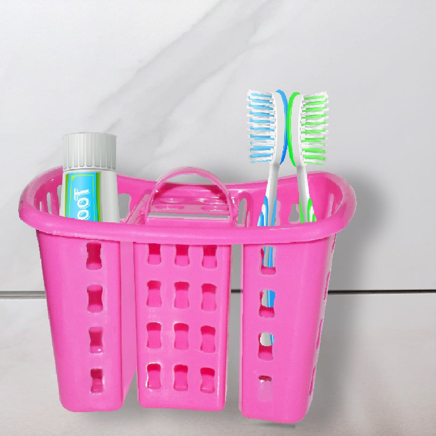 Wukusy 2450 toothbrush and toothpaste bathroom organizer stand, 4-in-1 holder with compartments for dental care essentials.