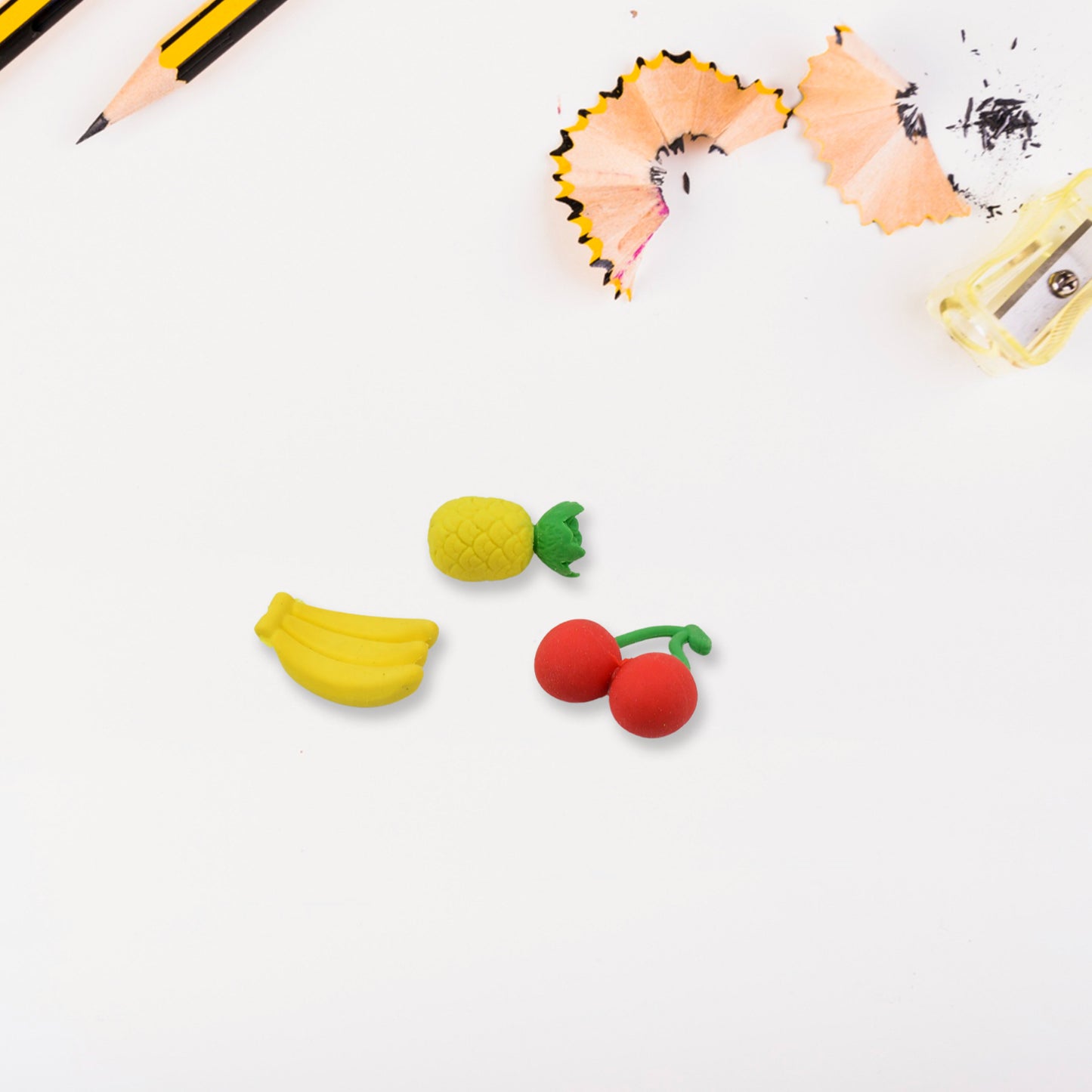 Set of three colorful Wukusy Mix Design Fancy stylish erasers for office use, featuring vibrant and decorative patterns.