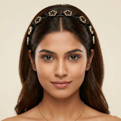 Wukusy premium decorative hair band with intricate design, showcasing a stylish accessory for hair styling.