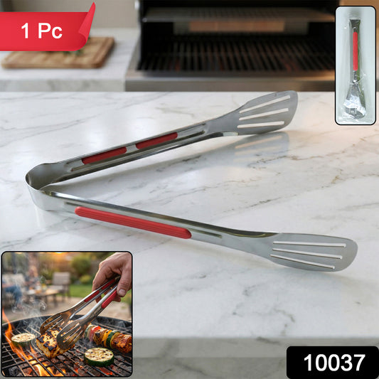 Wukusy stainless steel multi-purpose kitchen tongs with anti-slip grip, suitable for cooking and serving tasks.