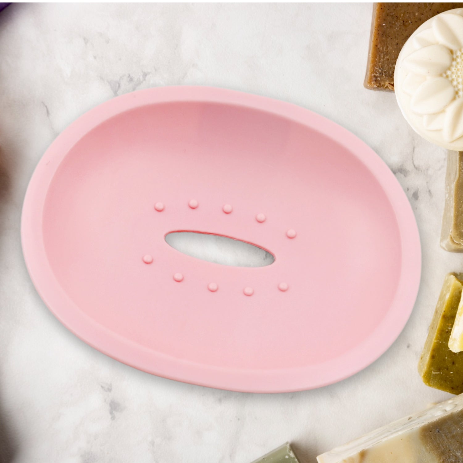 Wukusy wall-mounted plastic soap holder with hook, single layer, self-adhesive, suitable for bathroom, kitchen sink, or wash basin.