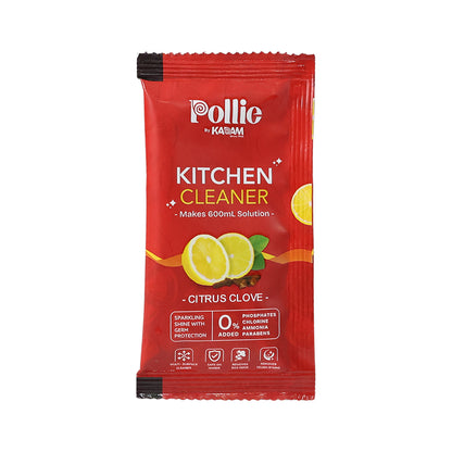 Wukusy Pollic Kadam concentrated kitchen surface cleaner sachet for home and kitchen cleaning, with fresh citrus scent.