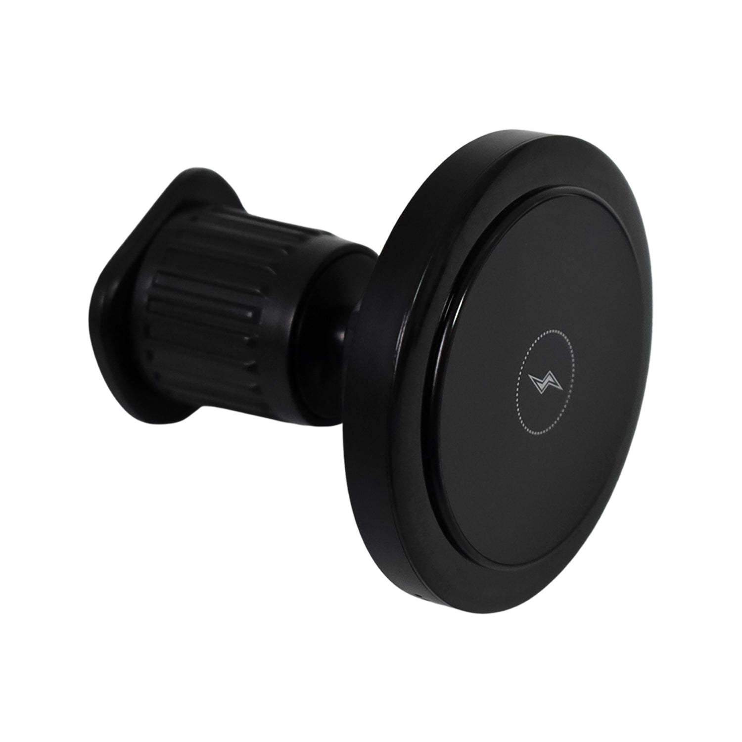 Wukusy magnetic phone mount wireless charger with music reactive lights, holding a smartphone in a car dashboard setup.