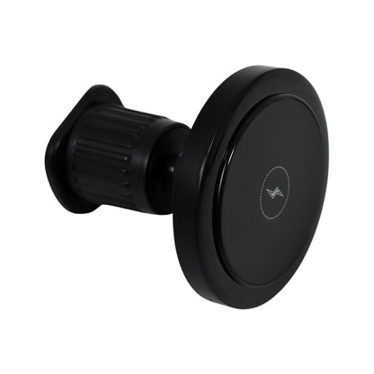 Wukusy magnetic phone mount wireless charger with music reactive lights, holding a smartphone in a car dashboard setup.