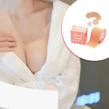 Wukusy Boob Tape with nipple covers, wide cotton breast lift tape for women, push-up and natural lift for all breast types.
