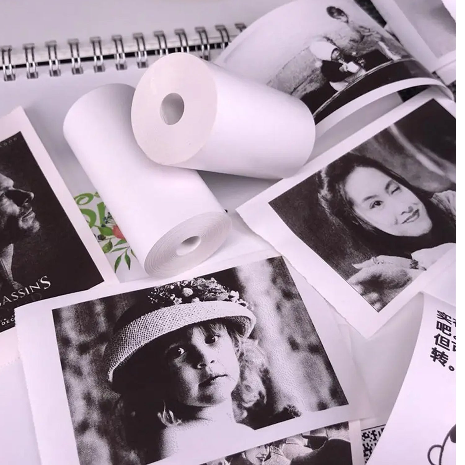 Wukusy small thermal printer paper roll with aging-resistant, fast color rendering for portable travel printing, 1 piece.