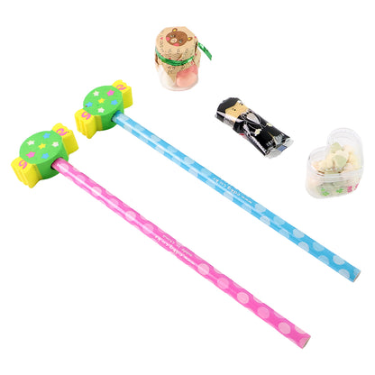 Wukusy fun candy design office pencil set with colorful pencils and accessories, featuring playful mixed candy-themed patterns.