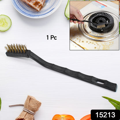 Wukusy mini brass wire brush with compact handle, ideal for cleaning and detail work on small metal surfaces.