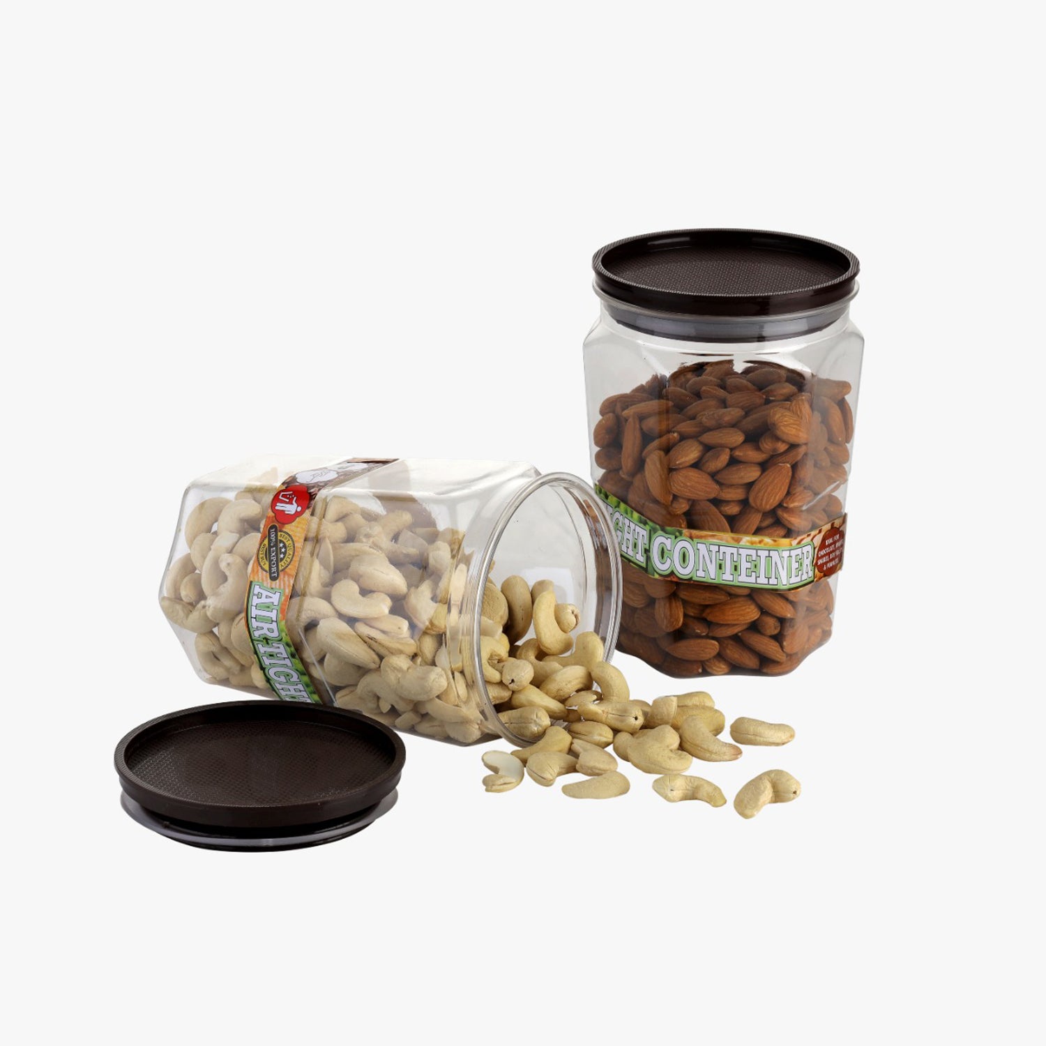 Set of six Wukusy 1100ml airtight round kitchen storage containers for rice, flour, cereals, and snacks, stackable and BPA-free.