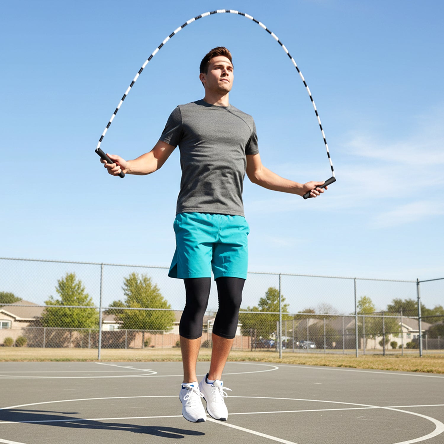 Wukusy fitness skipping rope set with handles, ideal for cardio workouts and rope jumping exercises.