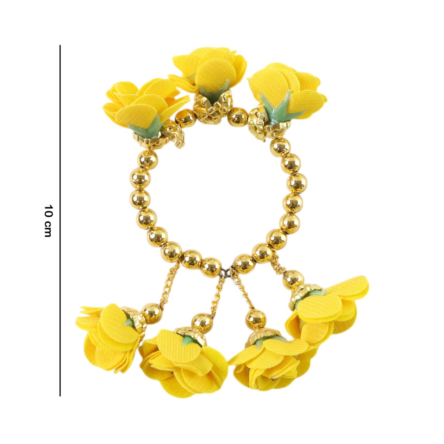 Traditional Pooja wrist ornament Haldi Kada bracelet by Wukusy, showcasing a gold-tone decorative bracelet with intricate design.