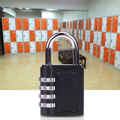 Wukusy 0218a security pad lock with a 4-digit combination, featuring a sturdy metal body and combination dial for secure locking.