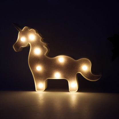 Wukusy magical unicorn shaped LED night light for home decor, featuring a cute unicorn design with soft glowing illumination.