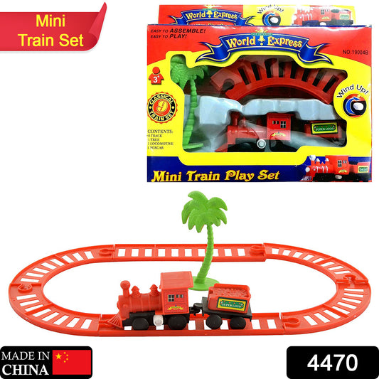 Wukusy 4470 World Express Mini Train Play Set for kids with colorful train cars and tracks, designed for imaginative play.