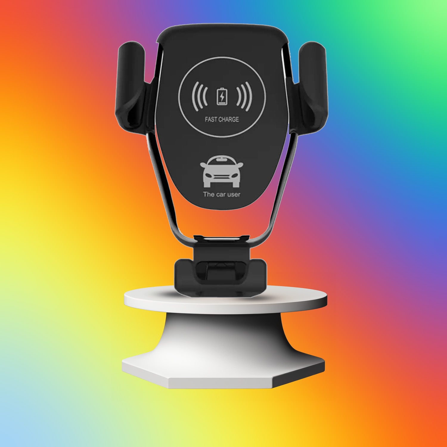 Wukusy 7042 wireless car phone holder with auto clamping, 10W fast charging, 360° rotation, air vent mount, compatible with Qi devices