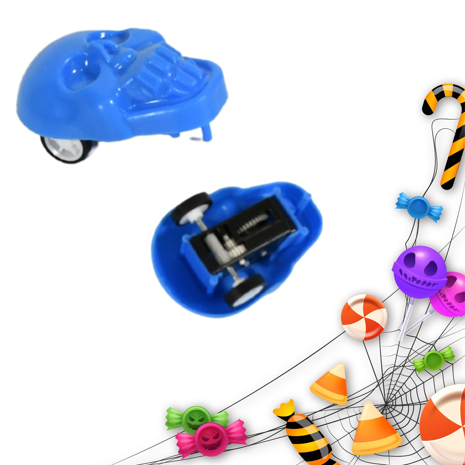 Small Wukusy pull back skull toy for kids, featuring a detailed skull design and fun pulling mechanism.