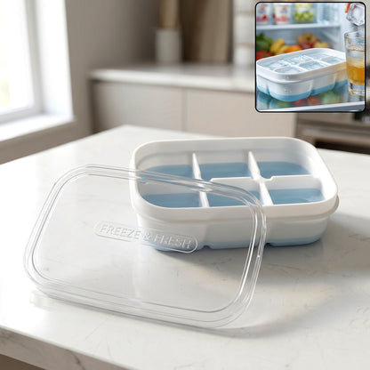 Mini plastic ice tray with six cavities for making compact ice cubes, ideal for freezing fresh ice in a Wukusy brand product.