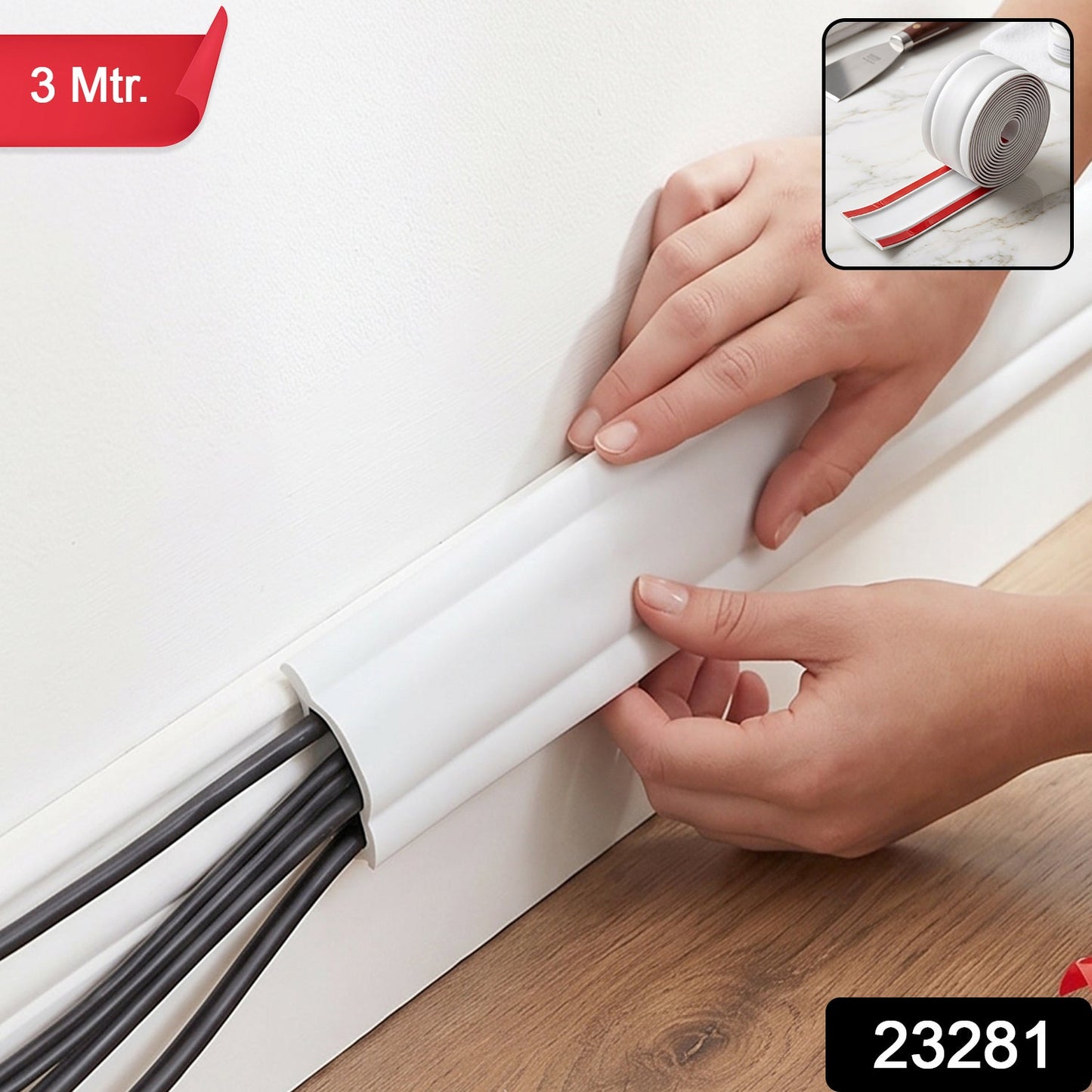 Wukusy adhesive cable protector and cord cover, 3-meter floor wall wire hider for hiding and protecting electrical cables.