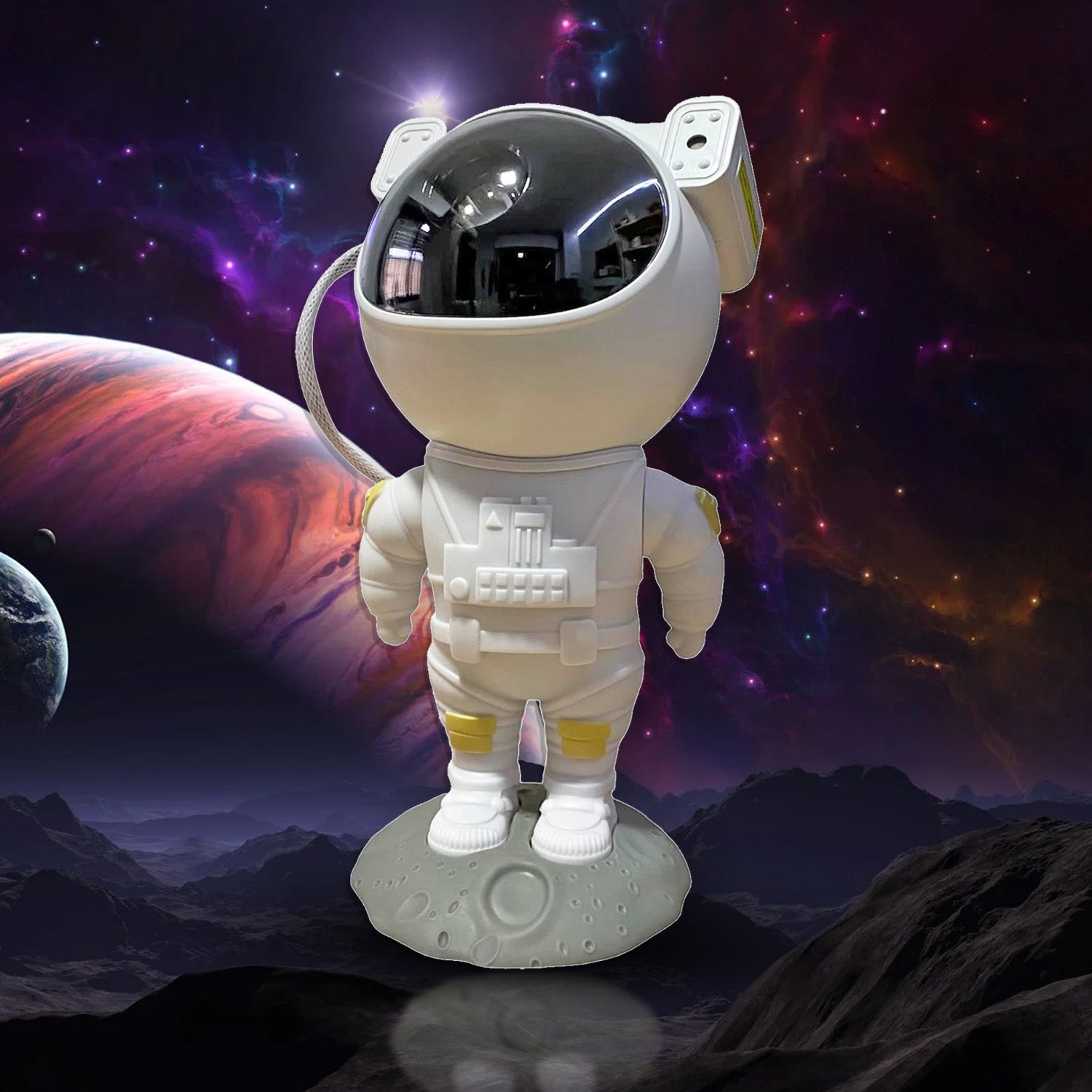 Wukusy Robot Sky Space Stars Light Astronaut galaxy projector night lamp for kids and adults, creates starry sky effects in bedroom.