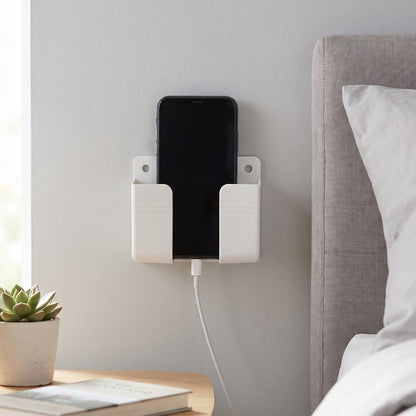 Self Adhesive Wall Mounted Mobile Phone Holder Stand With Charging Slot (1 Pc)