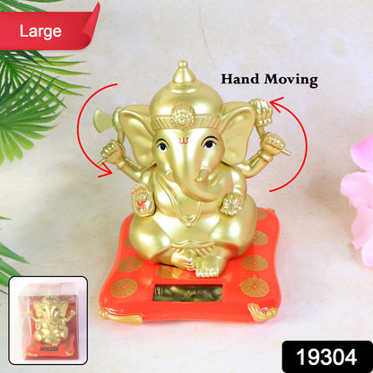 Decorative large Lord Ganesha idol with solar-powered base, ideal for home decor, by Wukusy.
