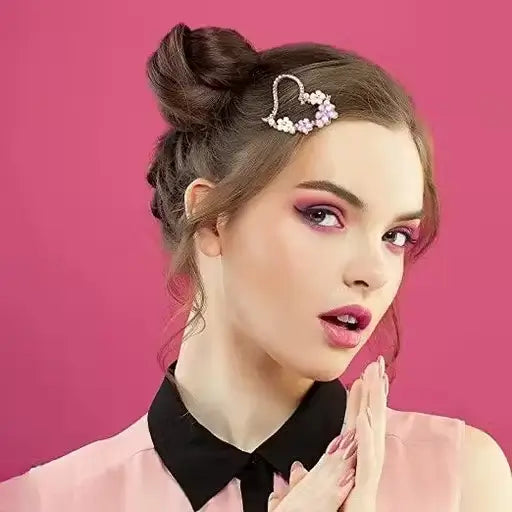 Korean style flower metal hair lock pin for women and girls, decorative hair accessory by Ekom, featuring floral design.