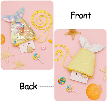 Child's mermaid tail shaped sling bag by Wukusy, featuring bright colors and playful design for kids' accessories.