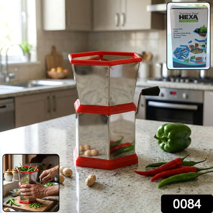 Wukusy manual Hexa-style chili cutter with stainless steel blades for precise chopping and easy handling.