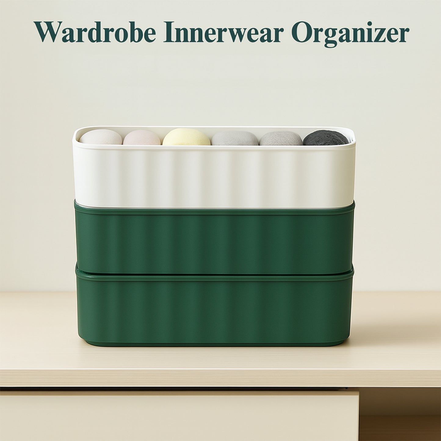 Wukusy 4-pack sock and underwear storage boxes with 5 compartments for organizing socks, handkerchiefs, and small clothing items.
