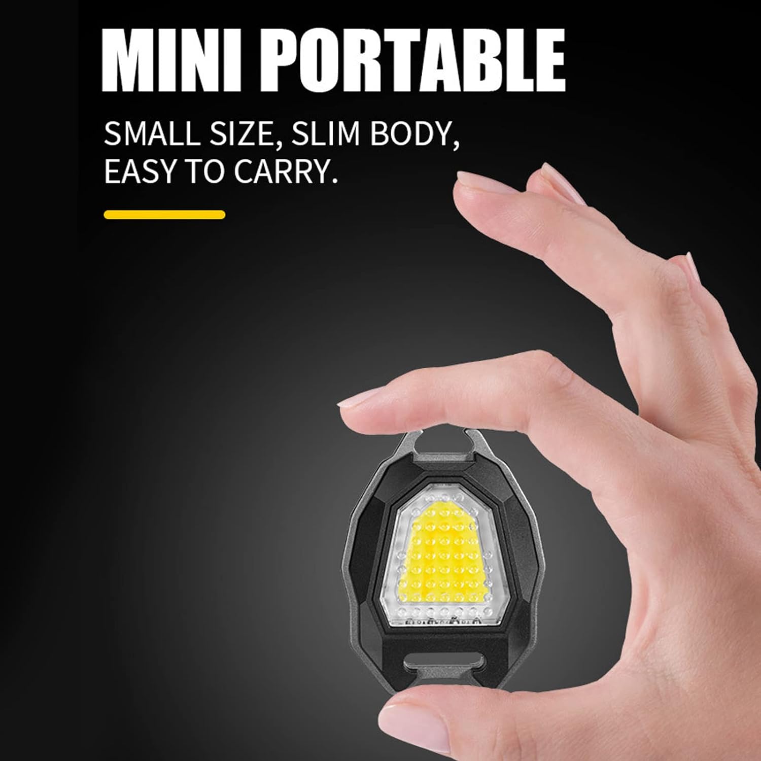 Wukusy 4543 portable triangular camping flashlight with LED light, rechargeable, waterproof, six lighting modes, and strong magnet.