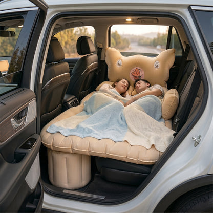 Wukusy cartoon pig design car air mattress bed set with pillows, inflatable travel bed for comfort during trips