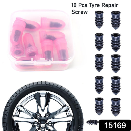 Set of 10 pink tire repair rubber nails from Wukusy for car tire puncture repairs, shown in a close-up image.