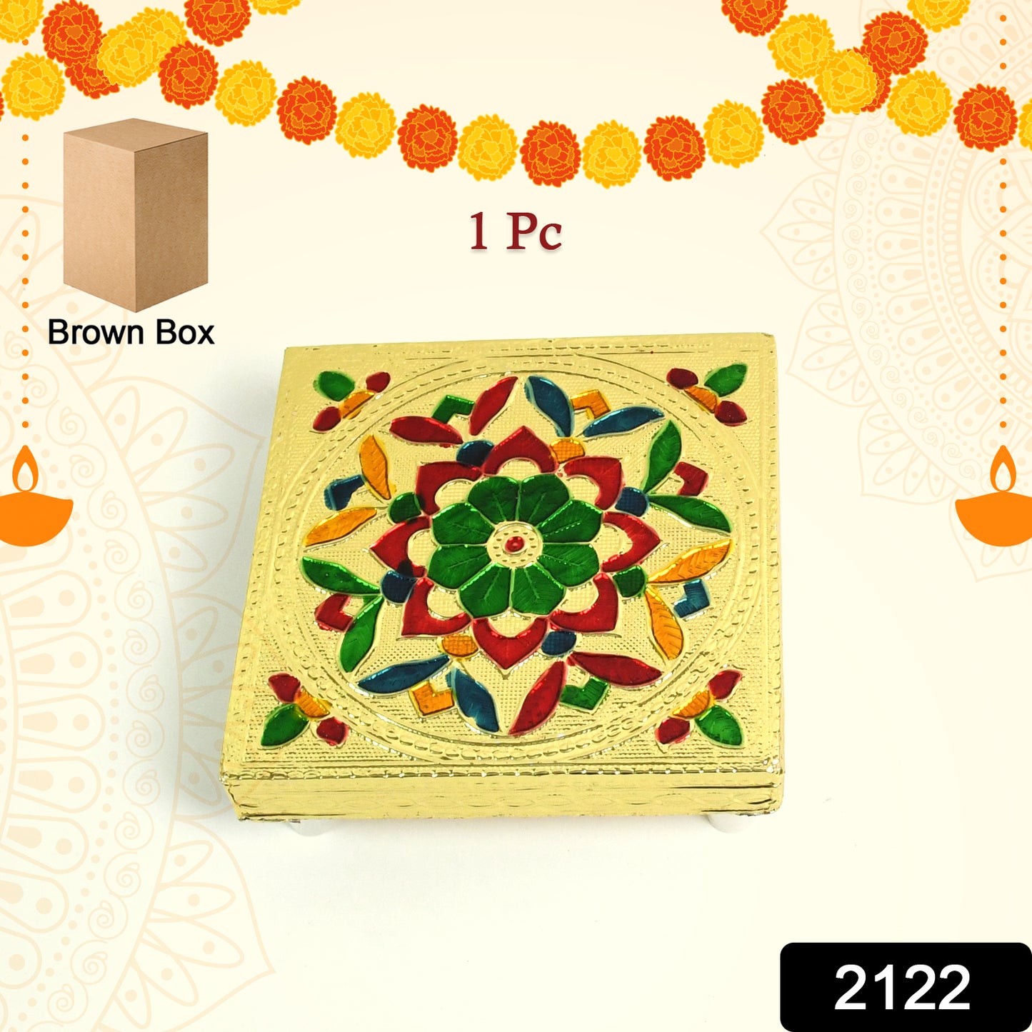 Wukusy 2122 traditional wooden Chowkibajot decorative design, single piece, used for home improvement and traditional decor.