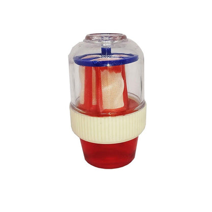Wukusy 1449 plastic water tap candle filter cartridge for kitchen tap filtration system, shown attached to a kitchen faucet.