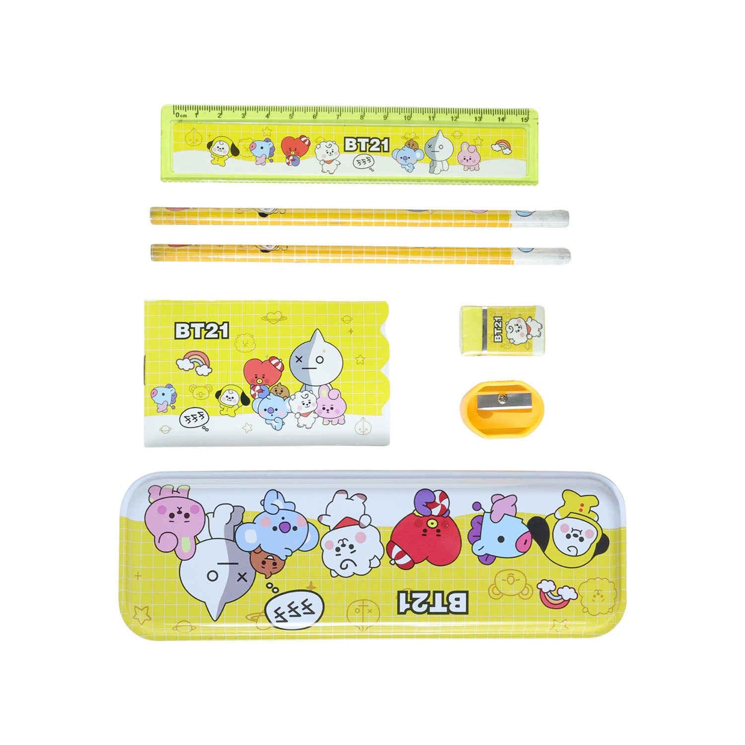 Wukusy premium cartoon printed pencil box stationery set with colorful cartoon design and multiple compartments for school supplies