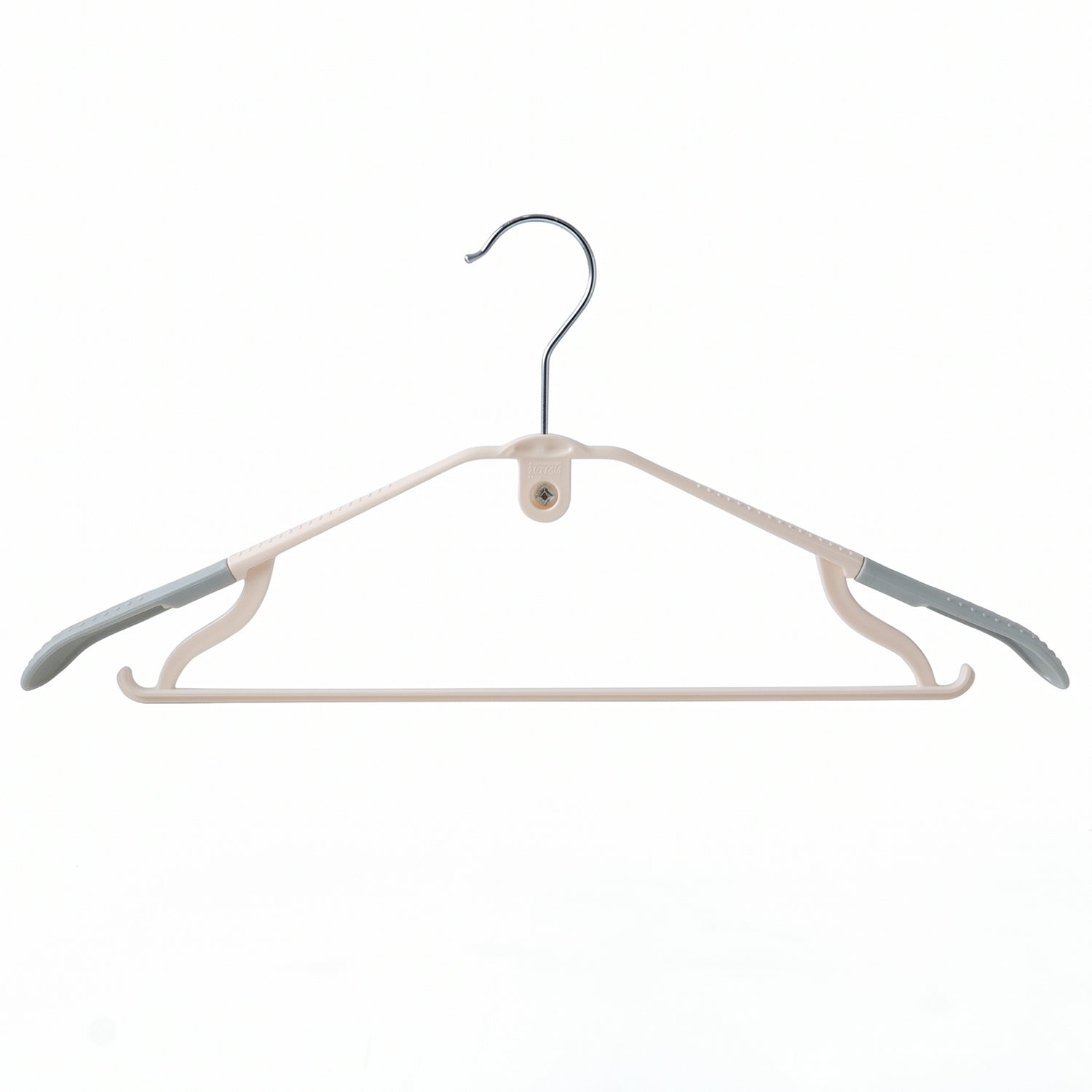 Set of five durable plastic clothes hangers from Wukusy, featuring smooth edges and sturdy design for hanging garments.