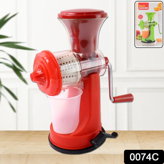 Wukusy 0074c mini fruit and vegetable juicer showing compact design and stainless steel components for fresh juice extraction.