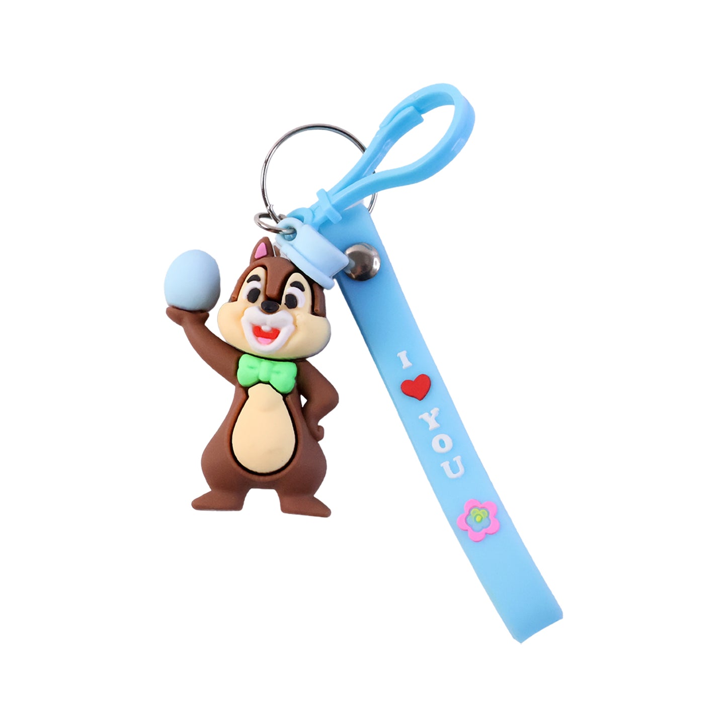 Cute cartoon squirrel keychain by Wukusy featuring a detailed squirrel design on a small keyring.