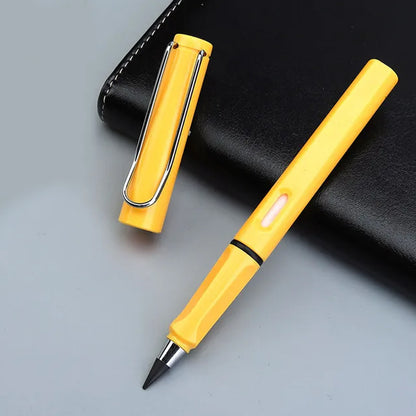 Wukusy 2-in-1 everlasting inkless pencil with replaceable head and eraser, portable reusable magic pencil for kids and stationery.